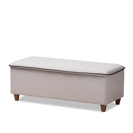 Marlisa Walnut Wood And Beige Tufted Storage Ottoman Bench